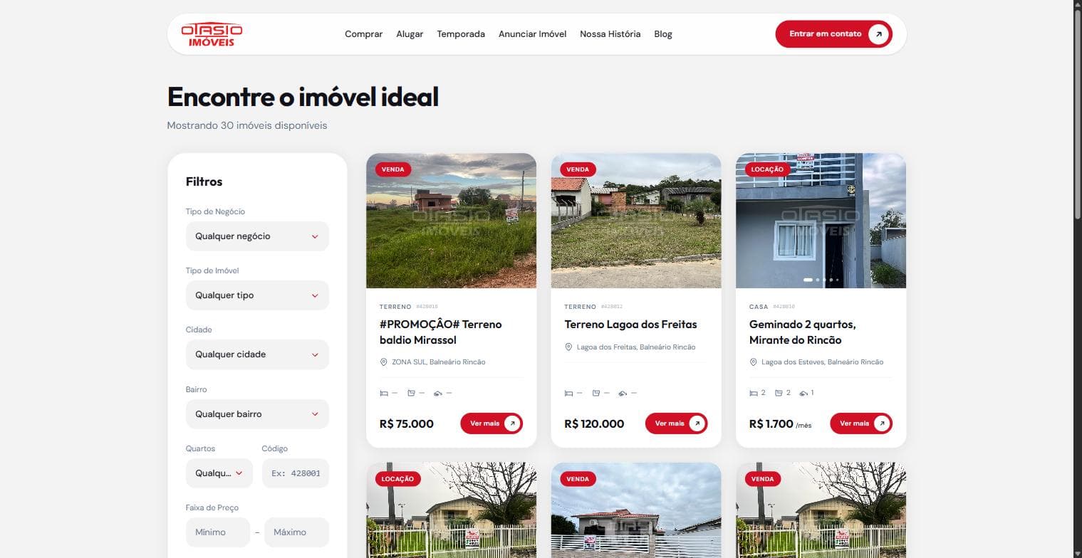 Catálogo de imóveis com filtros
